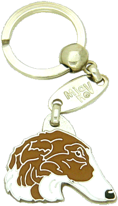 BORZOI WHITE BROWN <br> (keyring, engraving included)